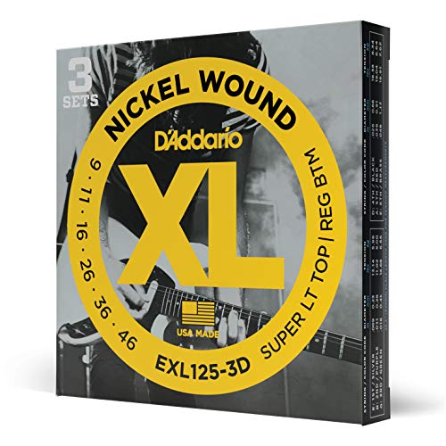 D'Addario | XL Pack | Cuerdas para Guitarra Eléctrica | 3 sets, 18 cuerdas | Calibre súper ligero...