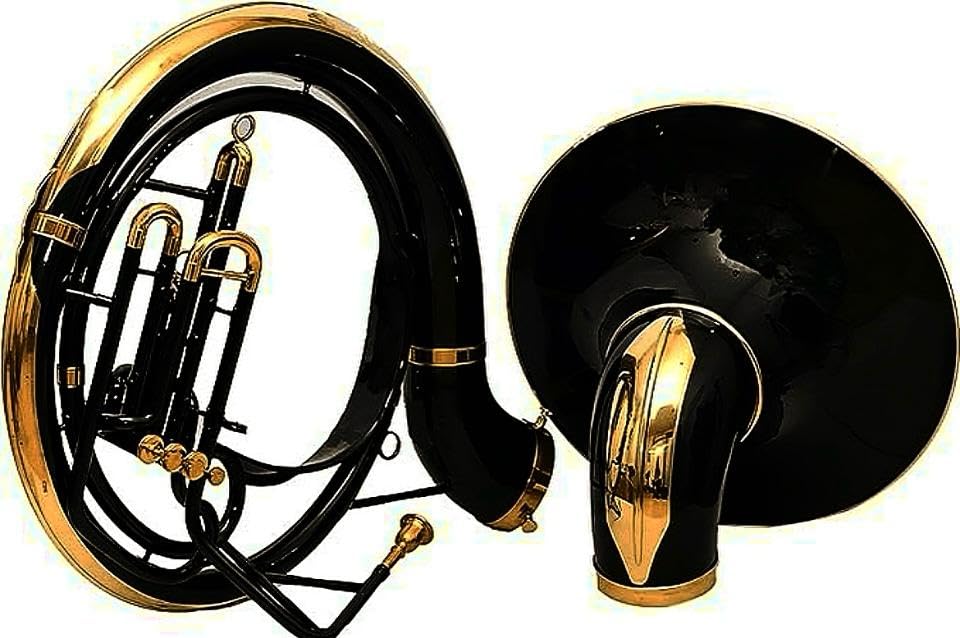 HAHAPA Bb - Tuba de sousaphone de 22 pulgadas, latón negro, con boquilla y bolsa de transporte