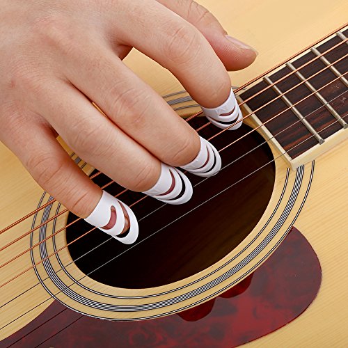 Juego de 4 púas de plástico para dedos, protectores de dedos de guitarra, púas de pulgar para...