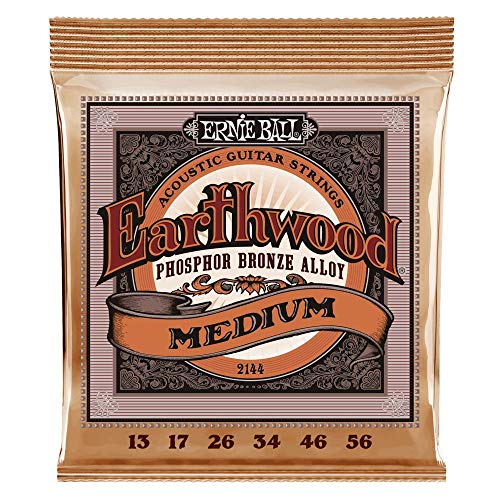 Ernie Ball Earthwood Medium - Cuerdas para guitarra acústica, bronce fosforado, calibre 13-56