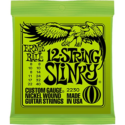 Ernie Ball Slinky - Cuerdas para guitarra eléctrica de 12 cuerdas, entorchado de níquel, calibre 8-40