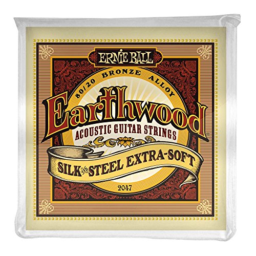 Ernie Ball Earthwood Silk & Steel Extra Soft - Cuerdas para guitarra acústica, bronce 80/20, seda y...