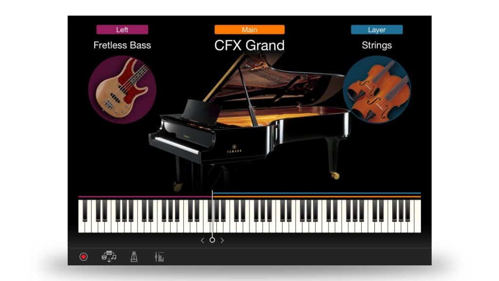 Configuración de división / capa en Yamahas Piano-App Smart Pianist.